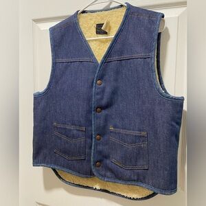 Vintage Sears &Roebucks Denim Sherpa-Lined Jean Vest